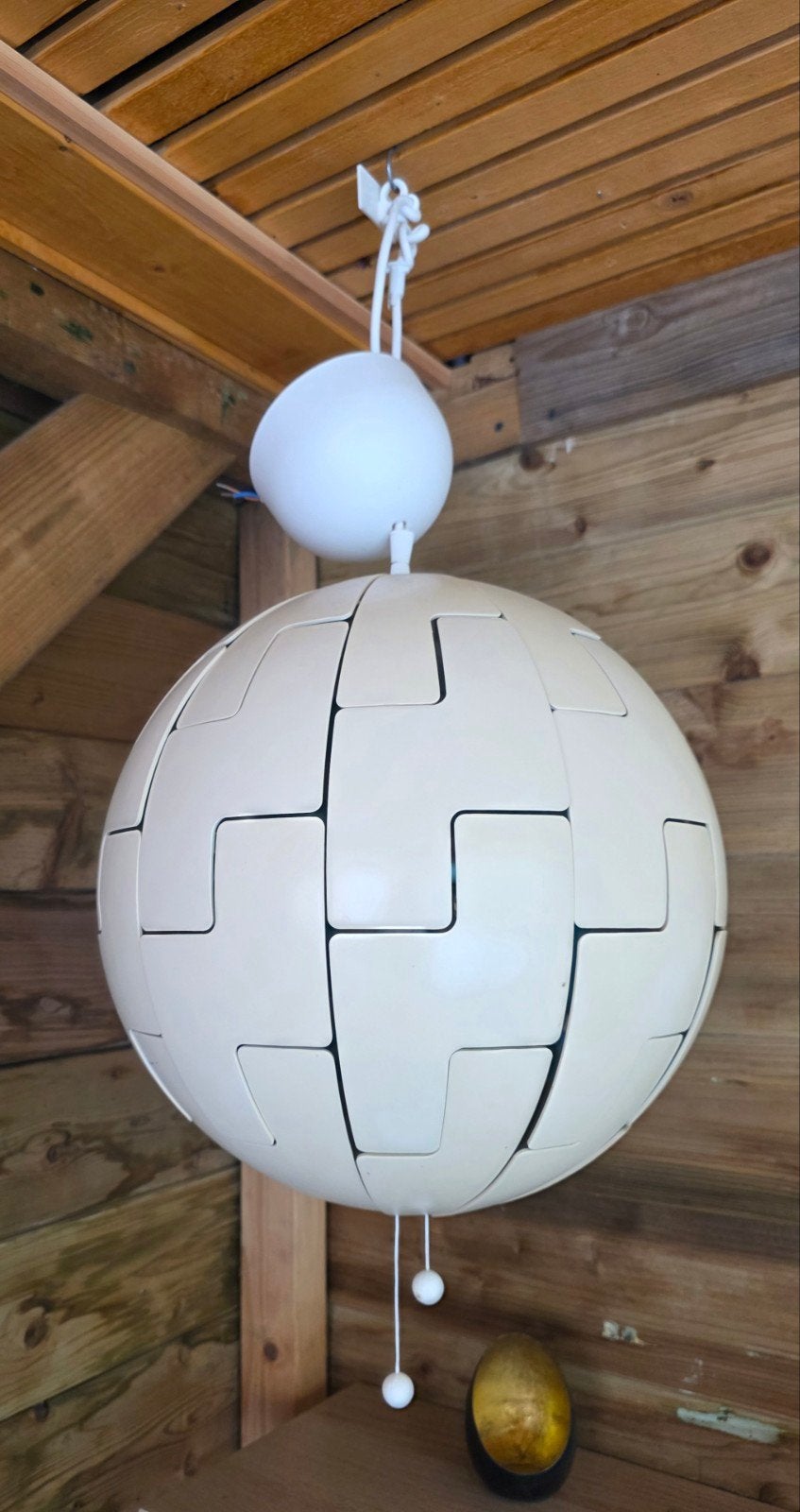 Vintage ikea  Jigsaw Hanglamp - Wit/Crème bolvormig, Ophalen of Verzenden, Minder dan 25 cm, Minder dan 100 cm, Vintage, Modern, Jigsaw