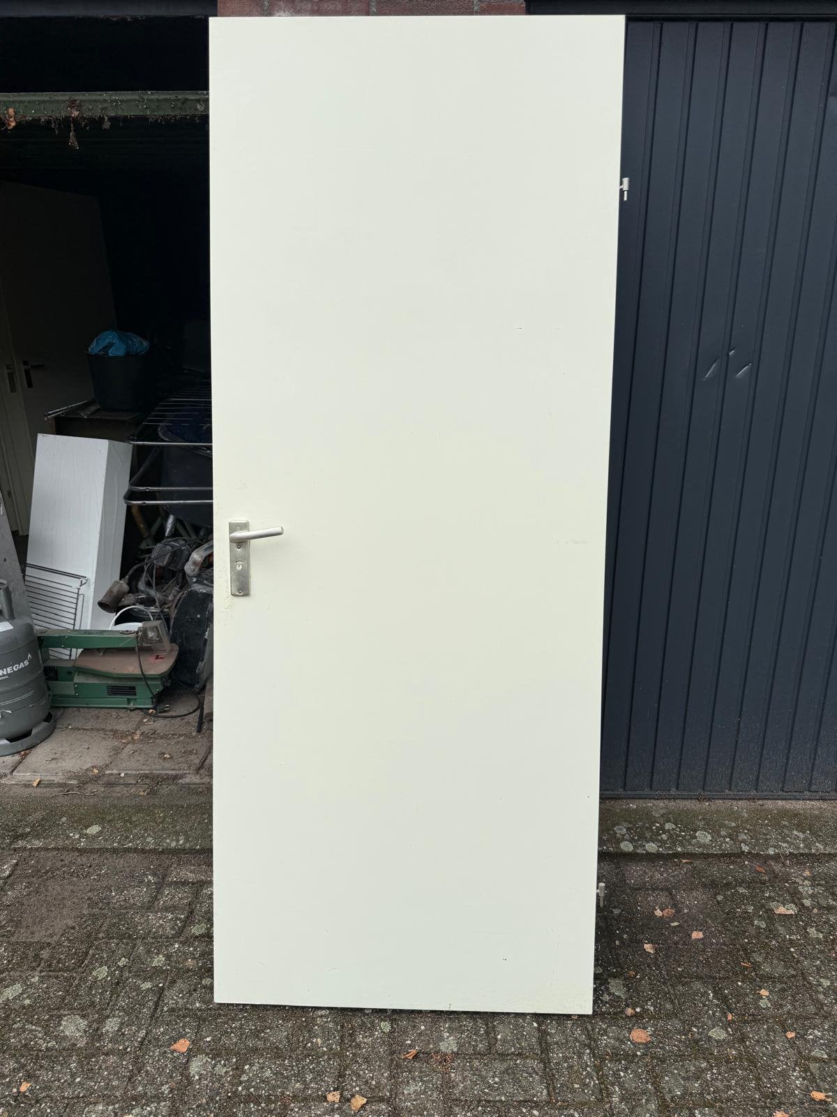 Opdekdeur met stalen kozijn, 80 tot 100 cm, Binnendeur, Ophalen of Verzenden, Zo goed als nieuw