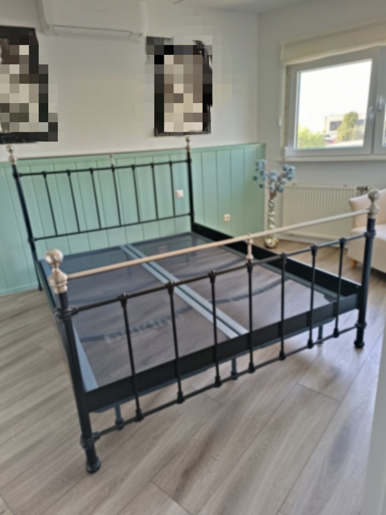 Klassiek 2 persoons bed, Ophalen, Gebruikt, Tweepersoons, Metaal