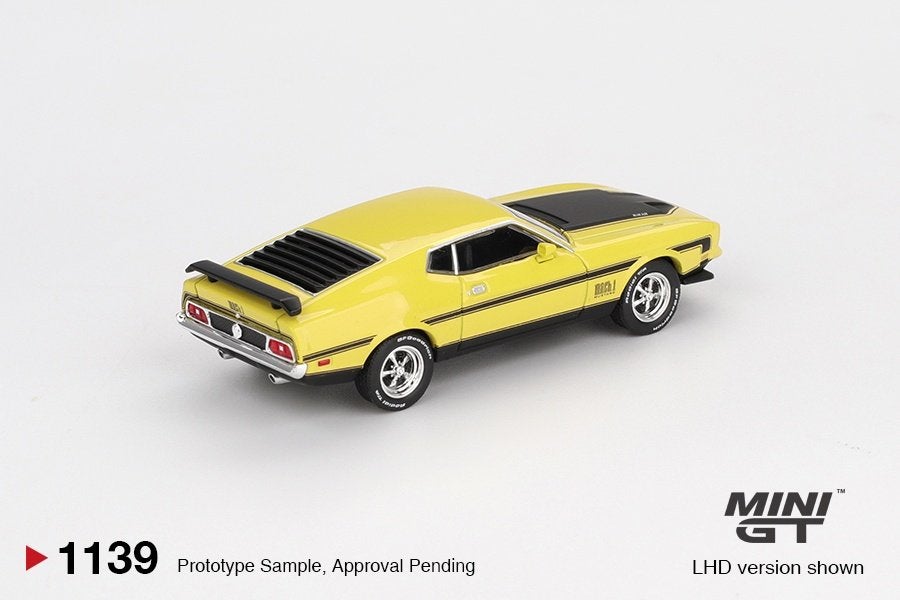 Mini GT 1:64 Ford Mustang Mach 1 Grabber Yellow 1971, -, Nieuw, Ophalen of Verzenden, -