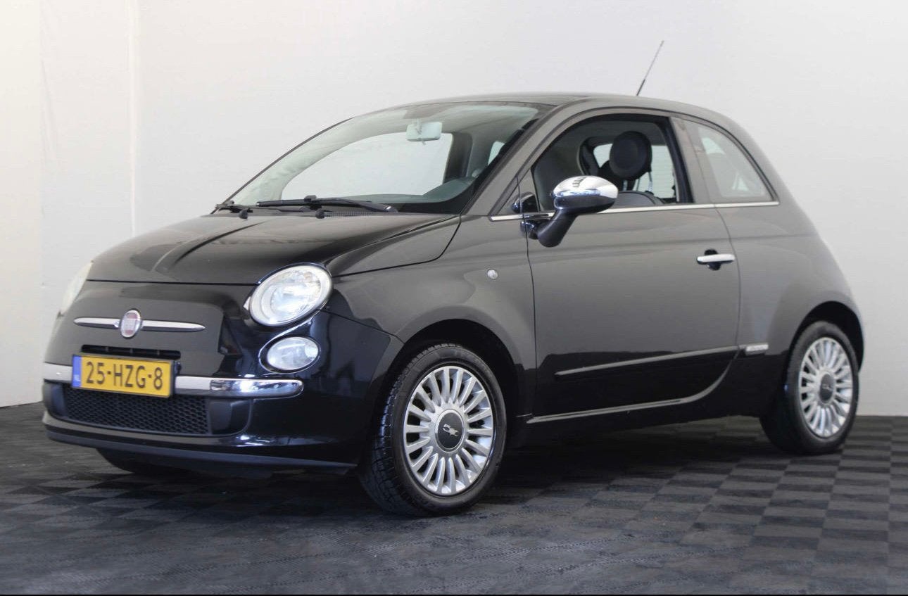 Fiat 500 1.2 C 2009 Zwart, Auto's, 1242 cc, 4 cilinders, 840 kg, Zwart