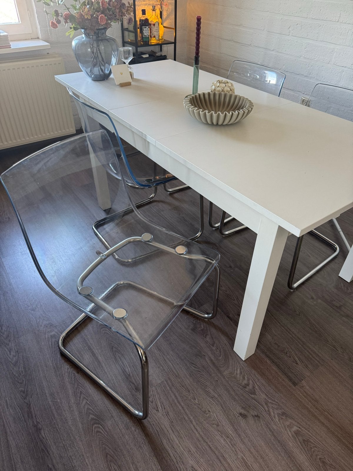 4 transparante stoelen, ikea tobias, Ophalen, Kunststof, Gebruikt, Overige kleuren