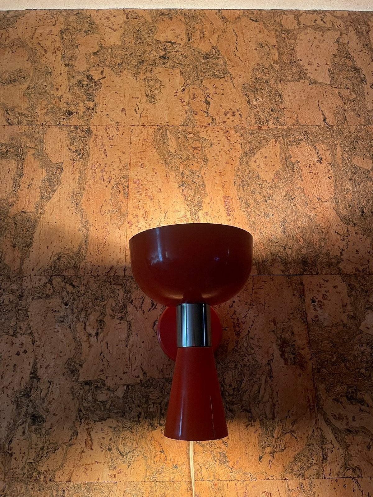 Vintage Herda diabolo oranje wandlamp jaren ‘70, Retro, Ophalen, Up-/downlighter, Oranje, Zo goed als nieuw
