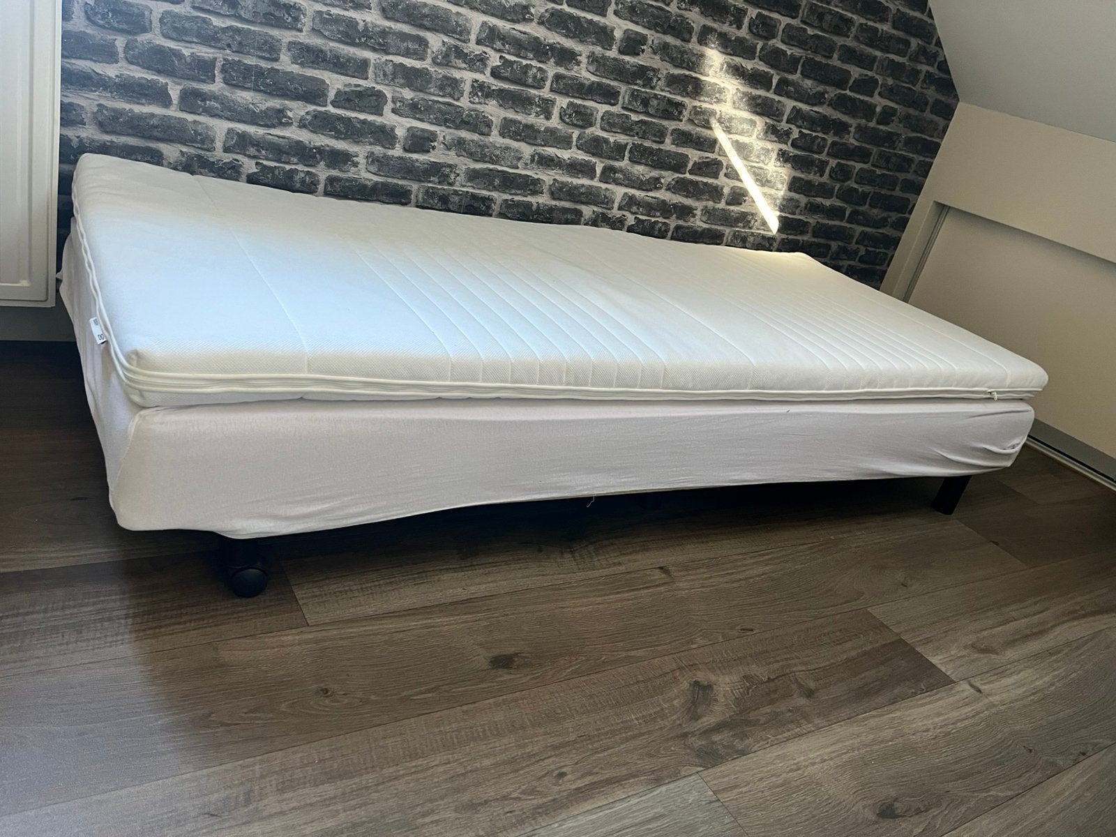 Boxsring + topper, Ophalen, Zo goed als nieuw, Tweepersoons, 90 cm