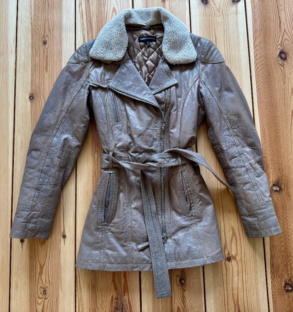 ARMA leren jas / jack - taupe bruin leer - maat 36 / Small, Ophalen of Verzenden, Zo goed als nieuw, Maat 36 (S), Bruin