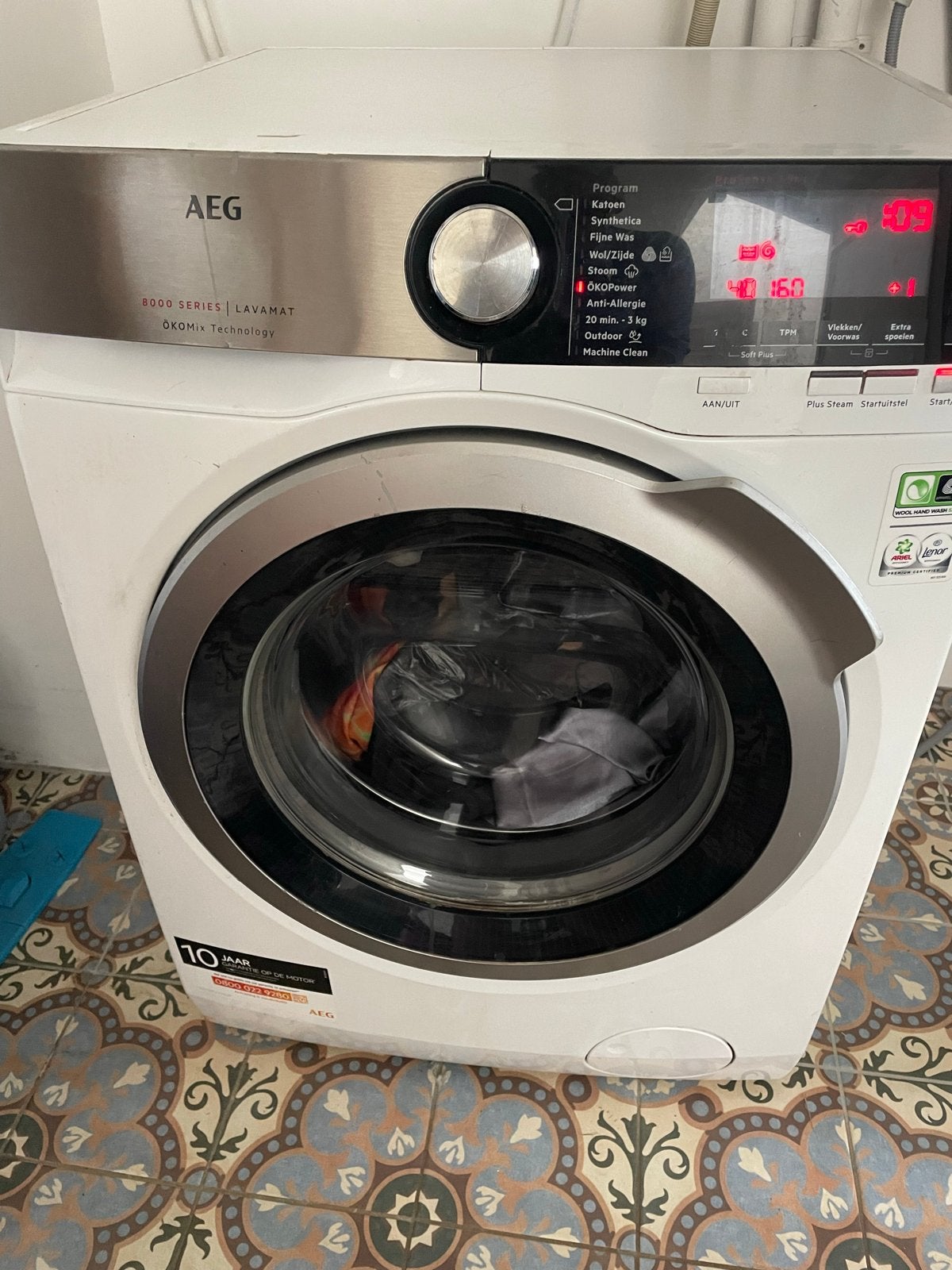 AEG 8000 Serie L8FE96CS Lavamat Wasmachine ÖKOMix, Witgoed en Apparatuur, Ophalen, 8 tot 10 kg, Voorlader, Wolwasprogramma