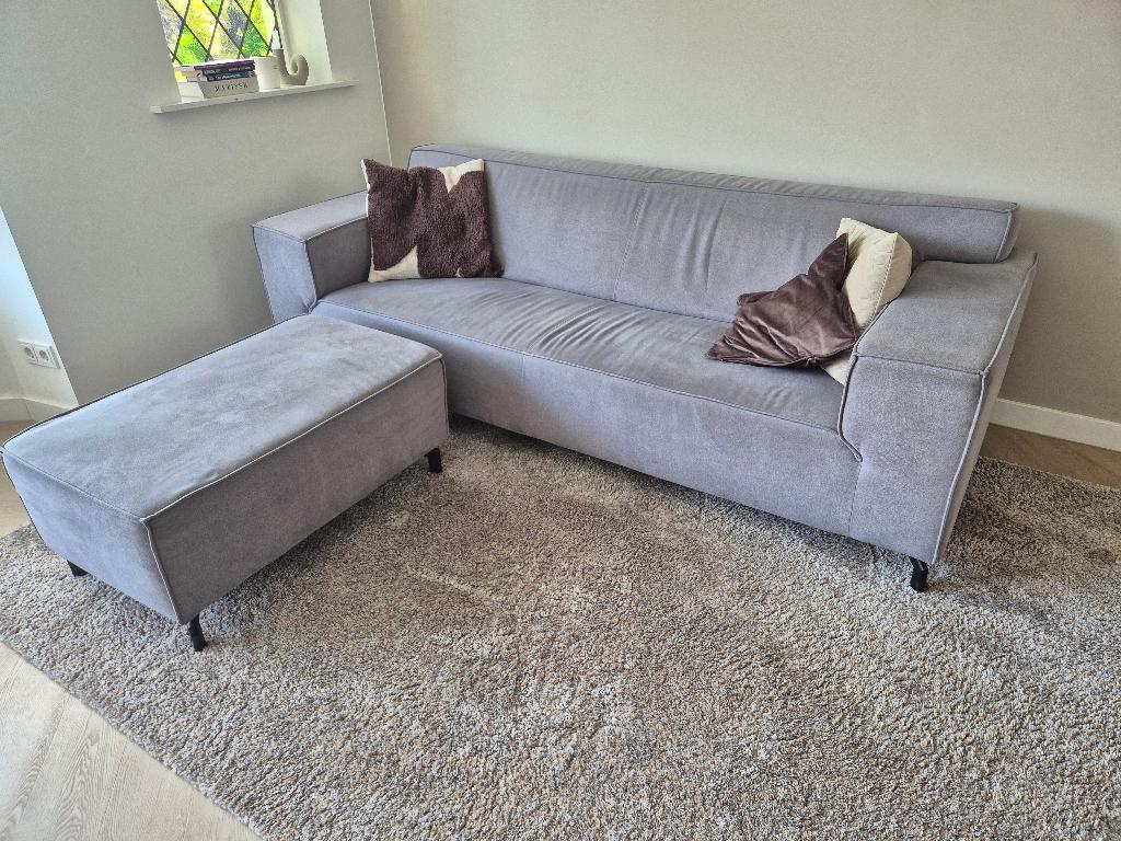 Grijze Pronto bank te koop (hocker/poef is optioneel), Ophalen, Gebruikt, Driepersoons, 75 tot 100 cm