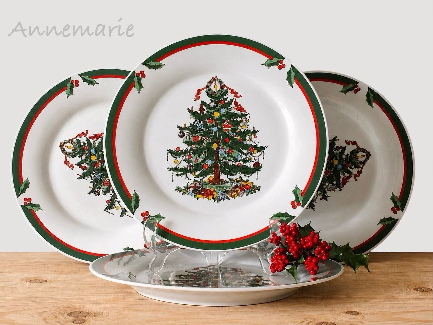 Set van 4 Siaki Candleglow & Holly Dinerborden, Huis en Inrichting, Overige merken, Vintage, Ophalen of Verzenden, Zo goed als nieuw