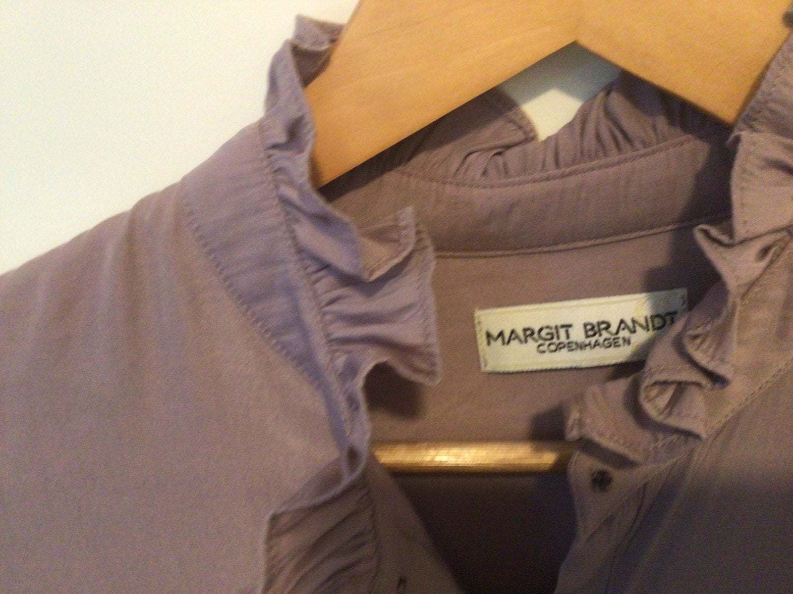 Margit Brandt Copenhagen blouse/jurk met ruches, Ophalen of Verzenden, Zo goed als nieuw, Maat 36 (S), Paars