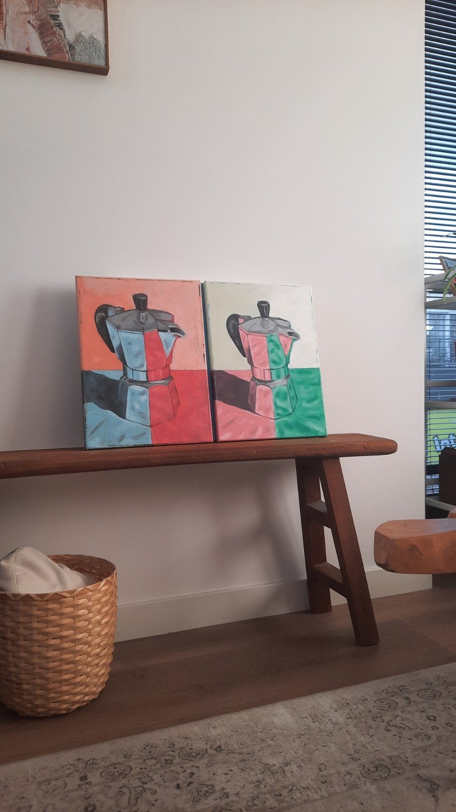 Pop-art schilderij Moka Express (30x40cm) - prijs per stuk, Antiek en Kunst, Stilleven, Ophalen of Verzenden, Olieverf, Handgeschilderd