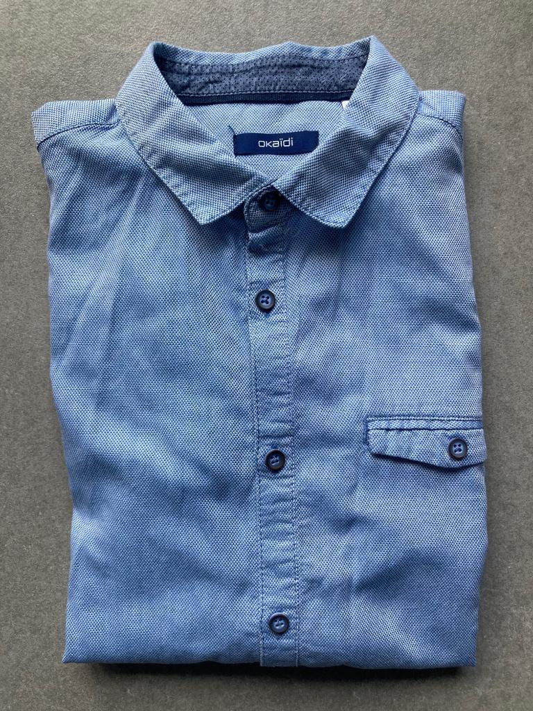 Overhemd jongens lichtblauw maat 152, Ophalen of Verzenden, Zo goed als nieuw, Jongen, Overhemd of Blouse