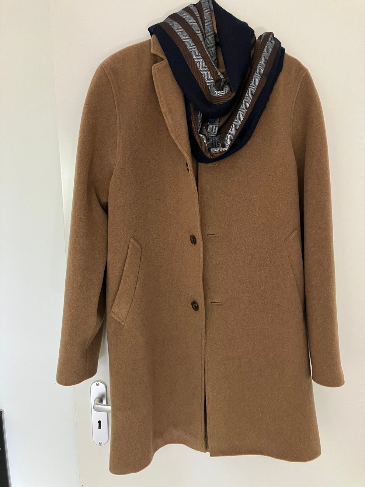 Wollen herenjas, Kleding | Heren, Ophalen of Verzenden, Zo goed als nieuw, Maat 52/54 (L), Bruin