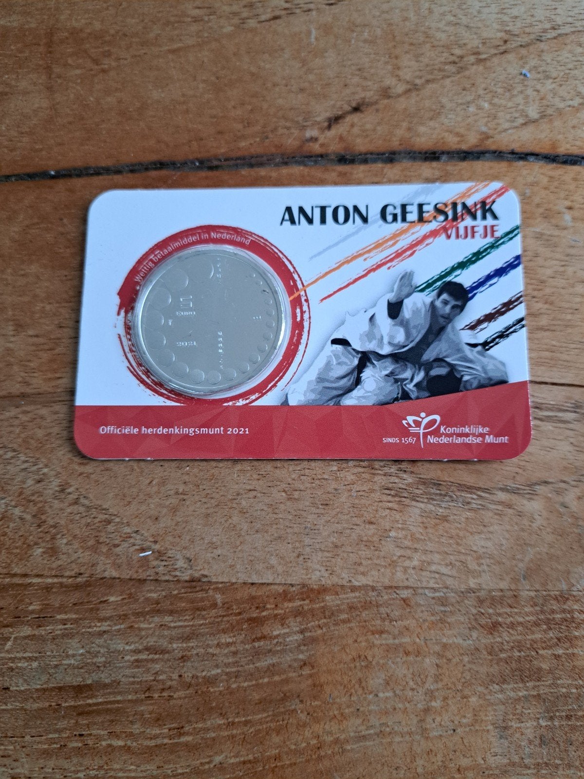 5 euro herdenkingsmunt Anton Geesink 2021, Ophalen of Verzenden