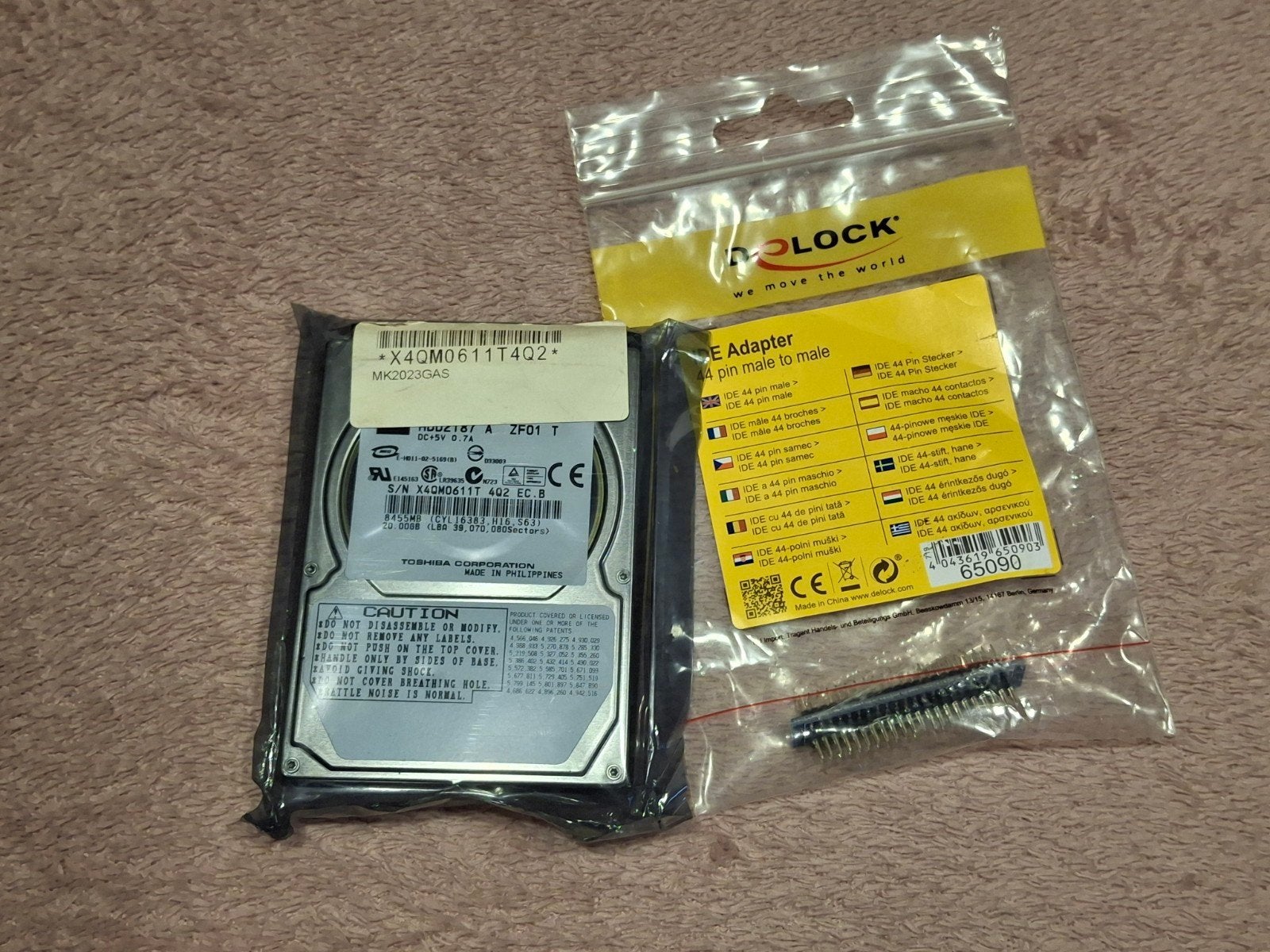 Toshiba 20GB 2.5" IDE HDD + Delock 44-pin Adapter - Nieuw, Computers en Software, Intern, Toshiba, Verzenden, HDD