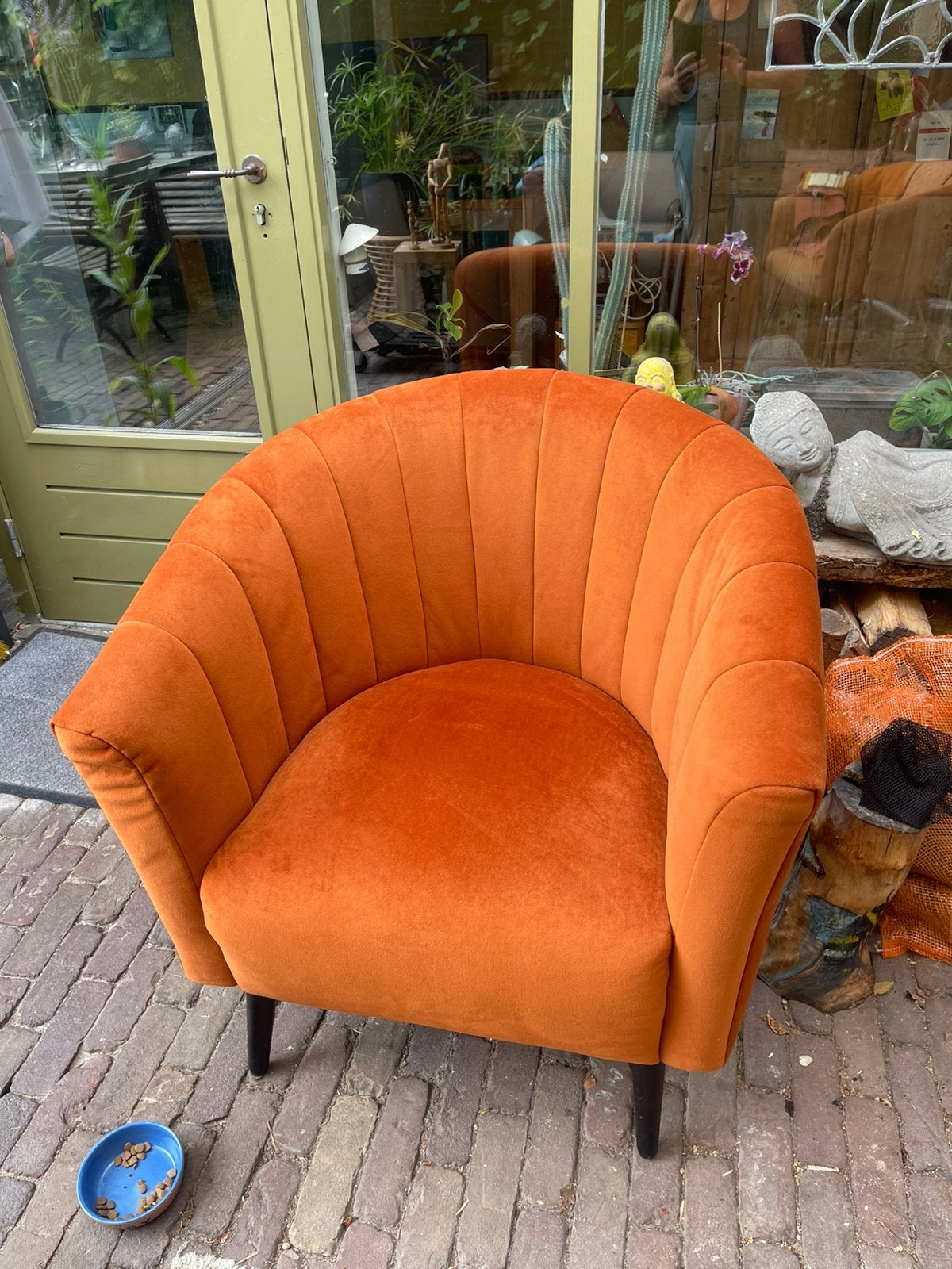 Prachtige oranje stoel velours als nieuw, Ophalen, 75 tot 100 cm, Zo goed als nieuw, 75 tot 100 cm