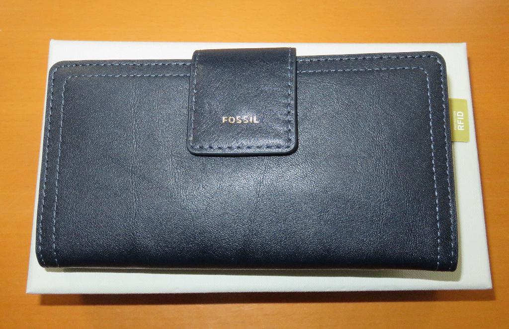 NIEUW: Fossil portemonnee - donkerblauw leer, Overige merken, Nieuw, Leer, Verzenden
