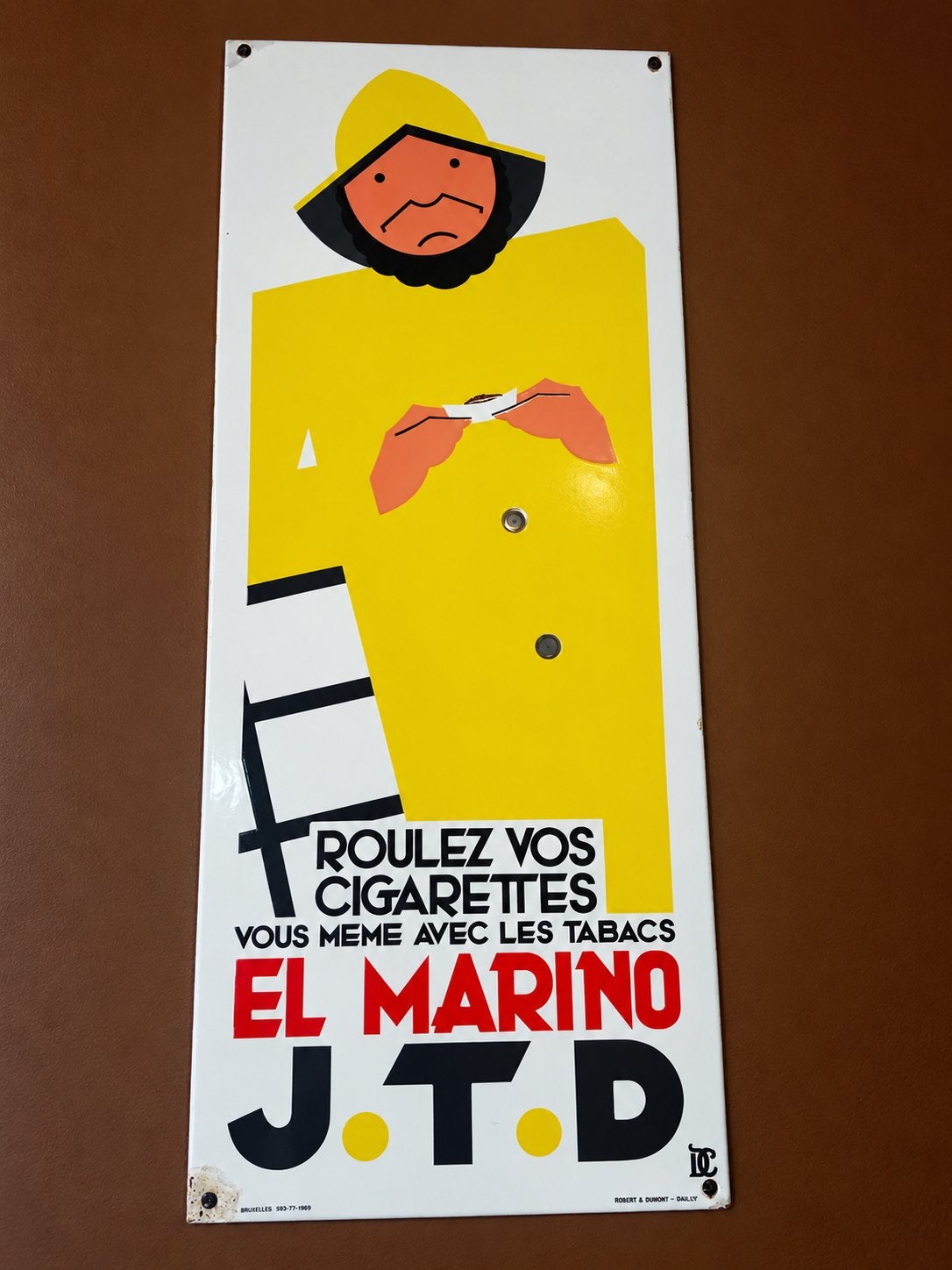 Vintage Emaille Reclamebord El Marino J.T.D. Tabak, Ophalen