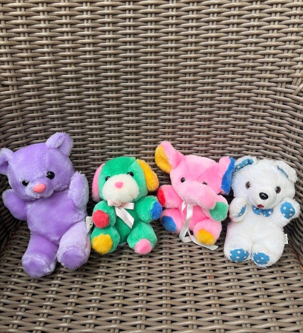 Vintage Knuffeldiertjes Set - 4 Kleurrijke Knuffels, Ophalen of Verzenden, Zo goed als nieuw, Meerkleurig, Beer