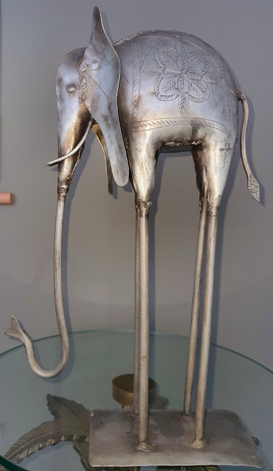 Olifant beeld sculptuur handgemaakt uniek hoogte 40 cm, Ophalen of Verzenden, Handgemaakt, 20 - 50 cm, Beeld