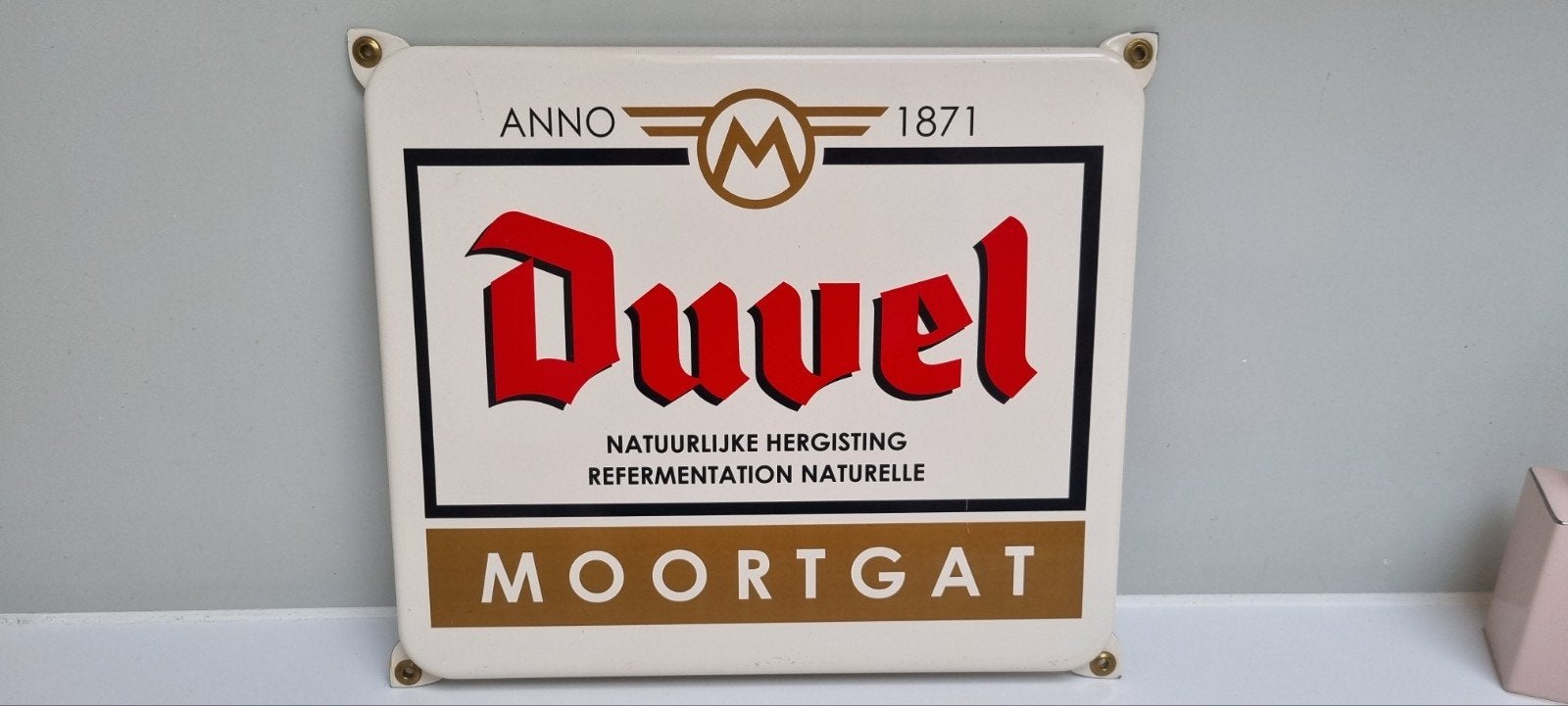 Emaille Duvel BROUWERIJ mancave bord reclamebord, Ophalen of Verzenden, Gebruikt, Reclamebord