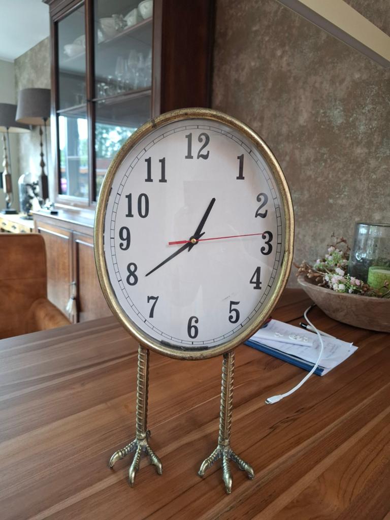 Goud kleurrige tafel klok, Ophalen of Verzenden, Wandklok