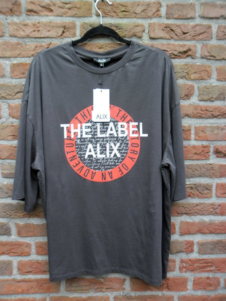 Alix The Label nieuw donkergrijs shirt met print. xl, Alix the label, Maat 46/48 (XL) of groter, Nieuw, Ophalen of Verzenden