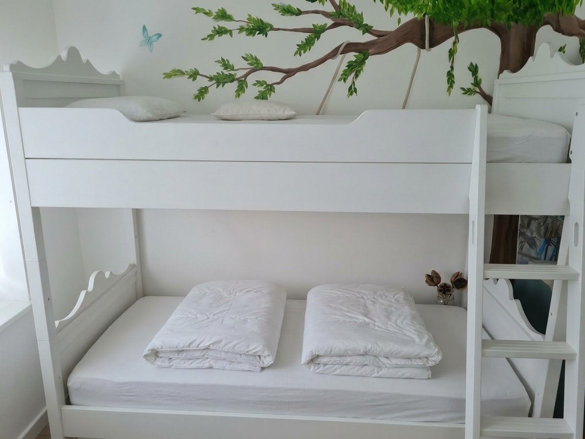 Wit stapelbed - Ideaal voor kinderkamer, Ophalen, 90 cm, 160 tot 180 cm, Tweepersoons