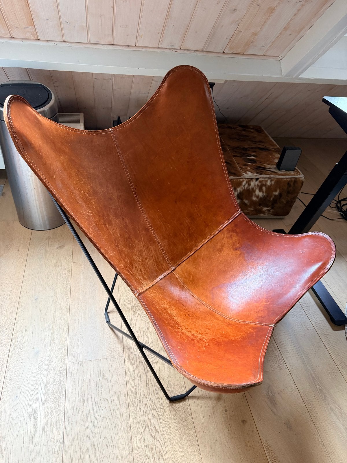 Cuero Design Mariposa Vlinderstoel Cognac Leer, Ophalen, Gebruikt, Bruin, Leer