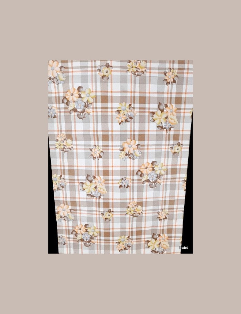 4681 geruit bloemenbehang met pastelboeketjes jaren 70 swiet, Verzenden, Oranje