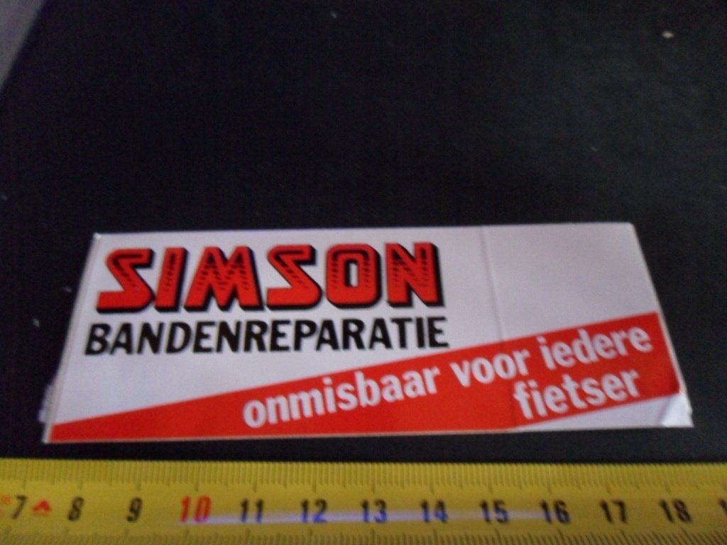 sticker SIMSON Bandenraparatie Onmisbaar voor ieddre Fiets, Ophalen, Zo goed als nieuw