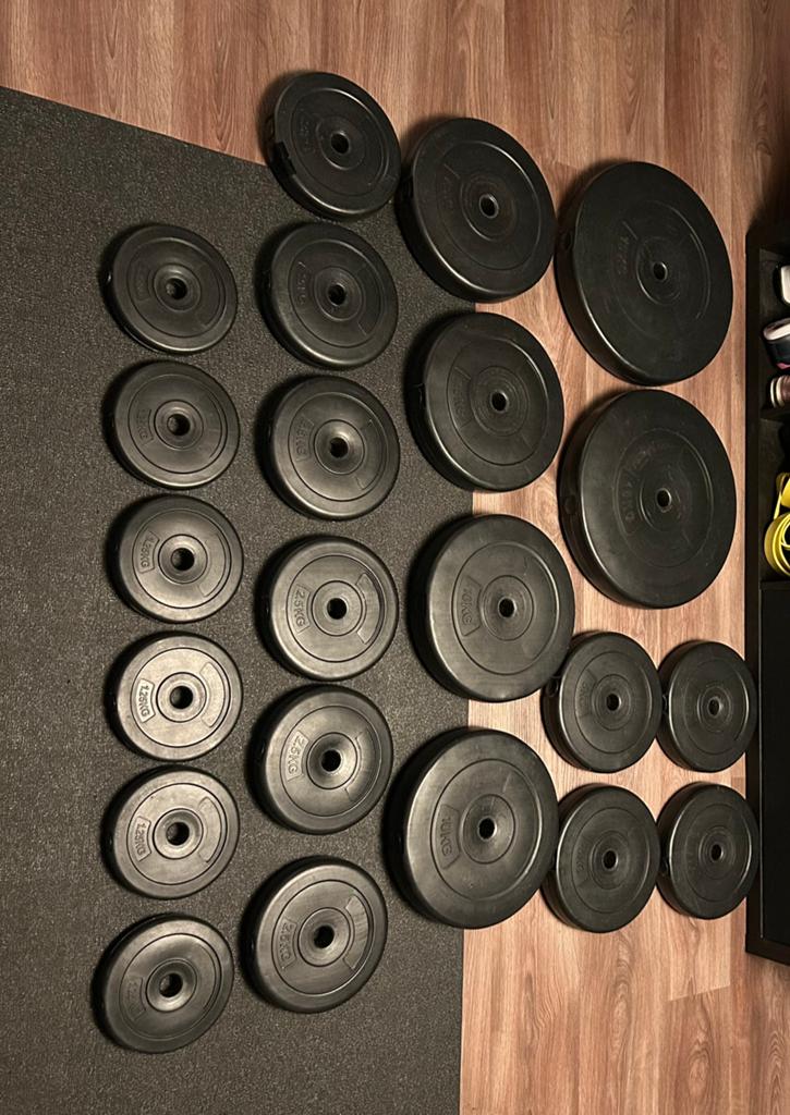 Halterschijven 107.5 kg, Ophalen, Gebruikt