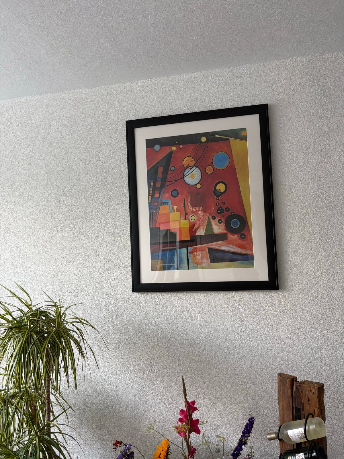 Abstracte kunstprint in zwarte lijst – 100 x 83 cm, Ophalen