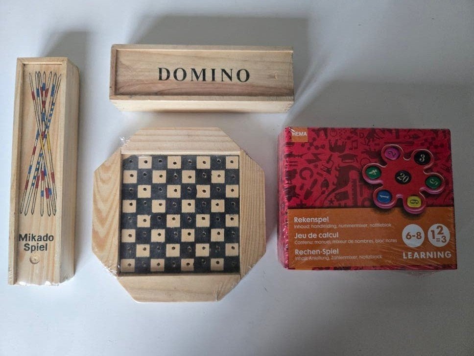 Nieuwe spellen - Mikado, Domino, Schaakspel, Rekenspel, Hobby en Vrije tijd, Ophalen of Verzenden, Nieuw, HEMA (voor rekenspel)