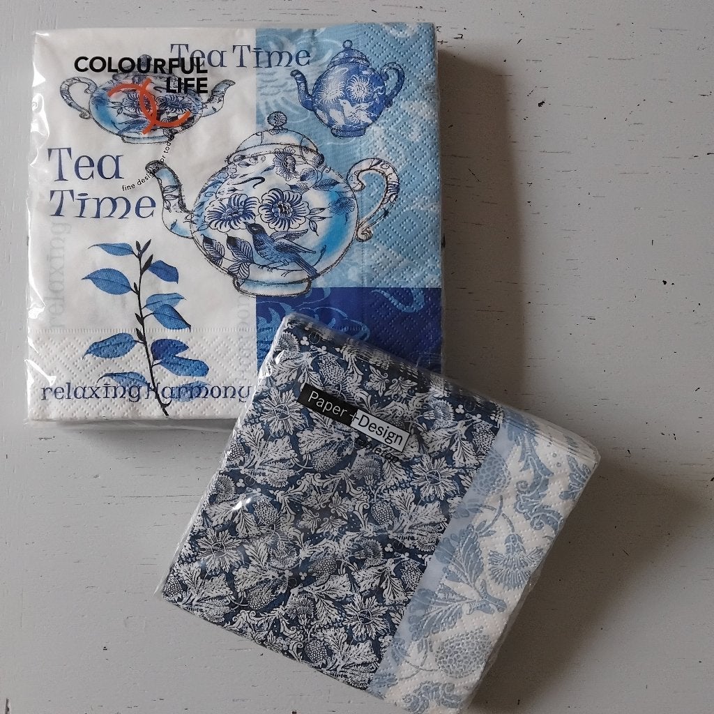 Tea Time, blauw wit, sfeervolle servetten, Overige typen, Ophalen of Verzenden, Nieuw, Papier/karton