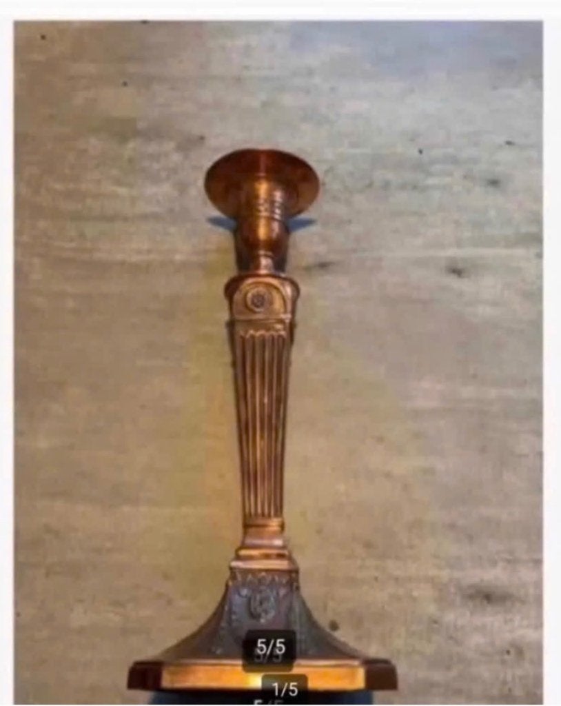 Voor Kerst tafel, Antieke rood koperen kandelaar 21 cm hoog, Gebruikt, Ophalen of Verzenden, X, X