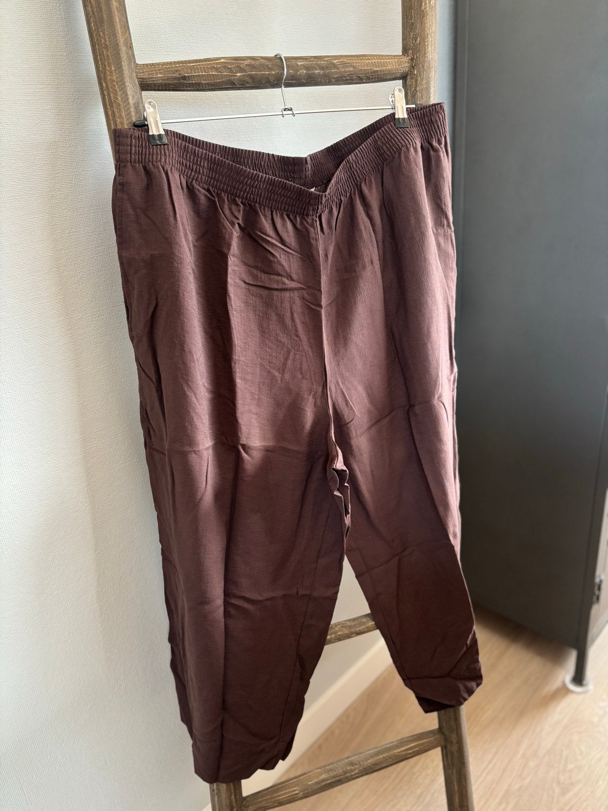 H&M Linnen Blend Enkellengte Broek Bruin XXL (valt ruim), Verzenden, Maat 46/48 (XL) of groter, Zo goed als nieuw, Bruin