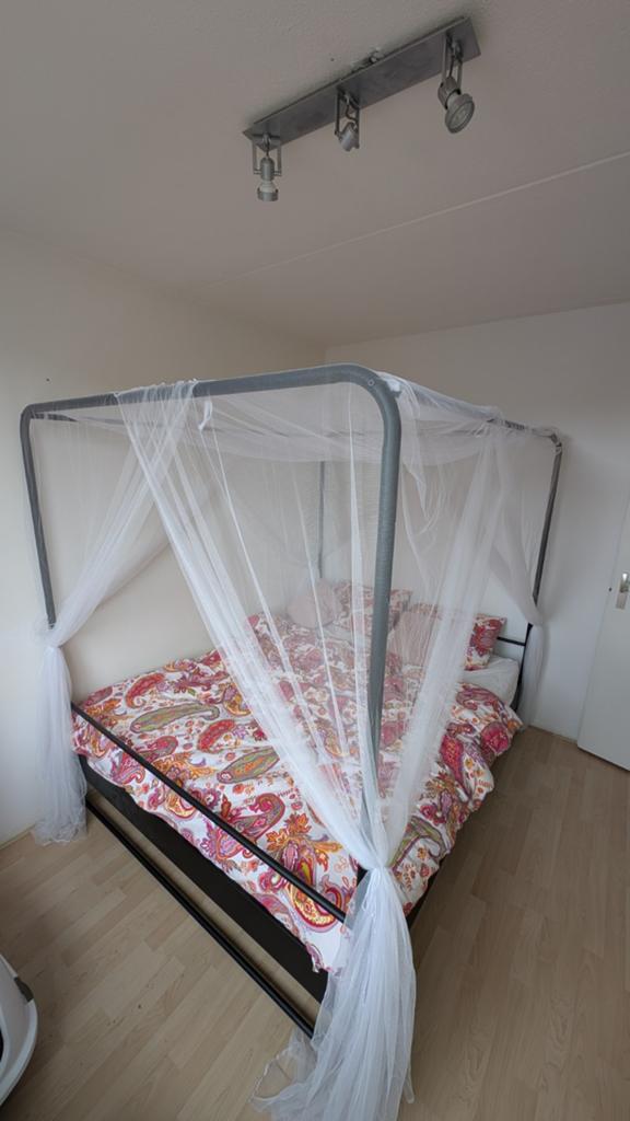 Tweepersoons hemelbed 160x200 - Zwart, Ophalen, Gebruikt, Zwart, Tweepersoons