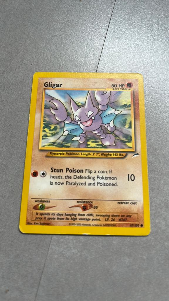 Gligar Pokémon Kaart - Oude Editie, Ophalen of Verzenden, Gebruikt, Losse kaart