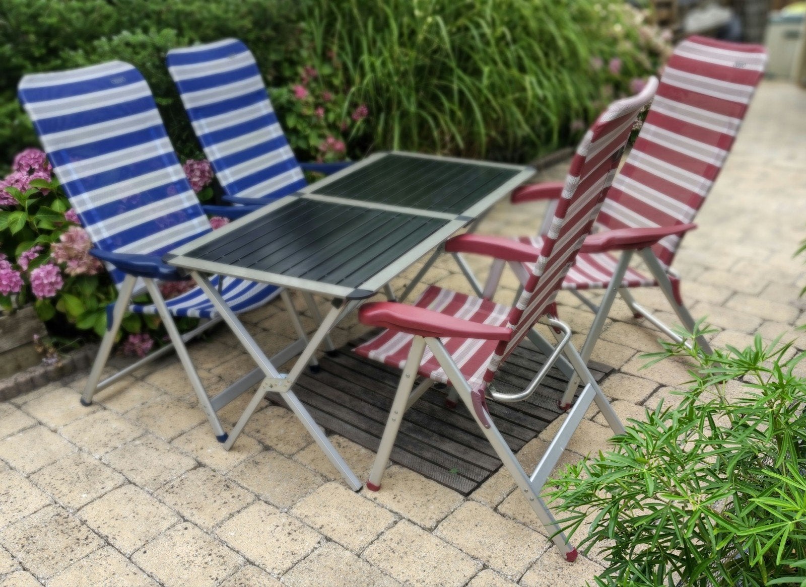 Complete Campingset: 4 Crespo Stoelen & Alu. Campart Tafel, Ophalen, Gebruikt, Campingtafel