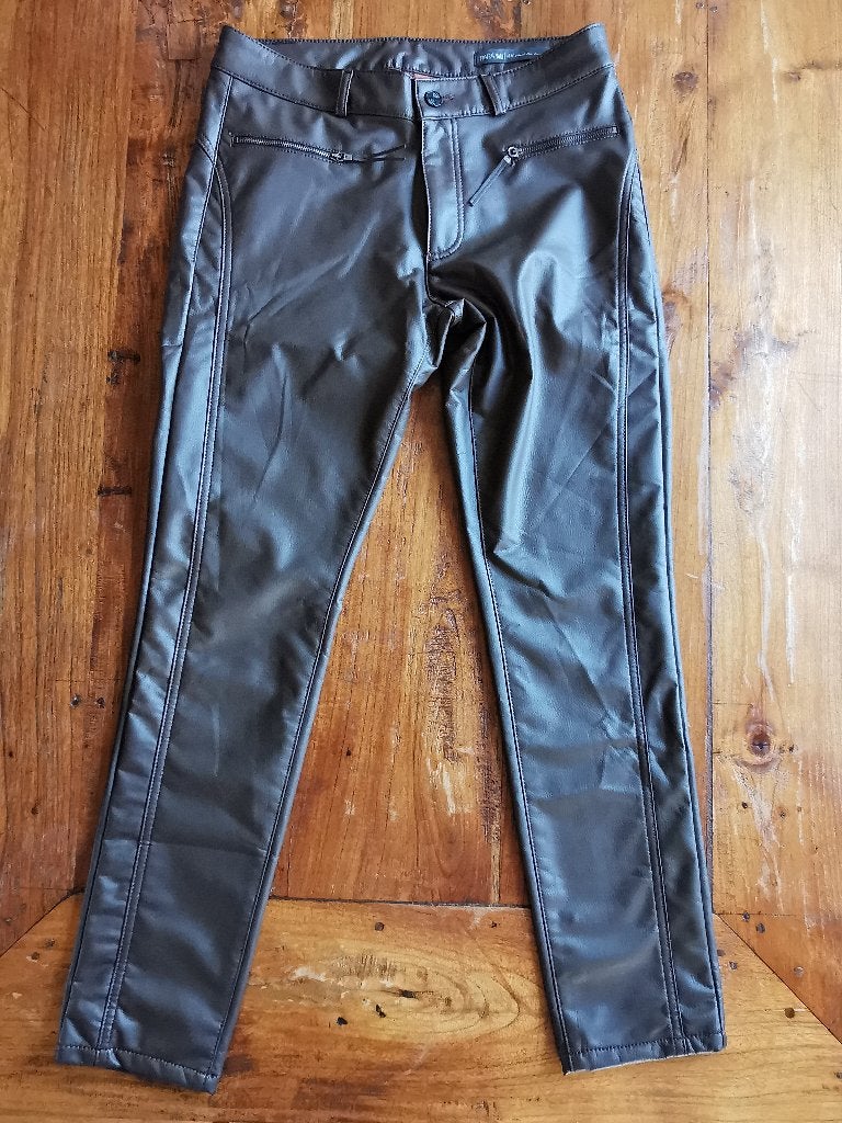 Para Mi leatherlook bruine lange broek. Maat:  40., Kleding | Dames, Maat 38/40 (M), Para Mi, Bruin, Ophalen of Verzenden