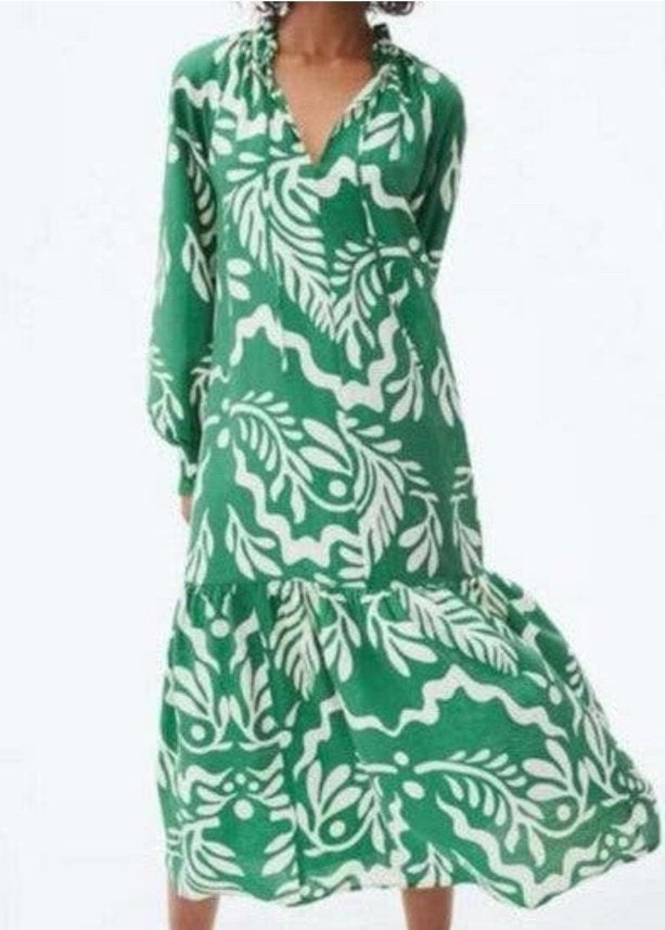 New- Frill Collar Dress in green pattern. Size XXS, Ophalen of Verzenden, Nieuw