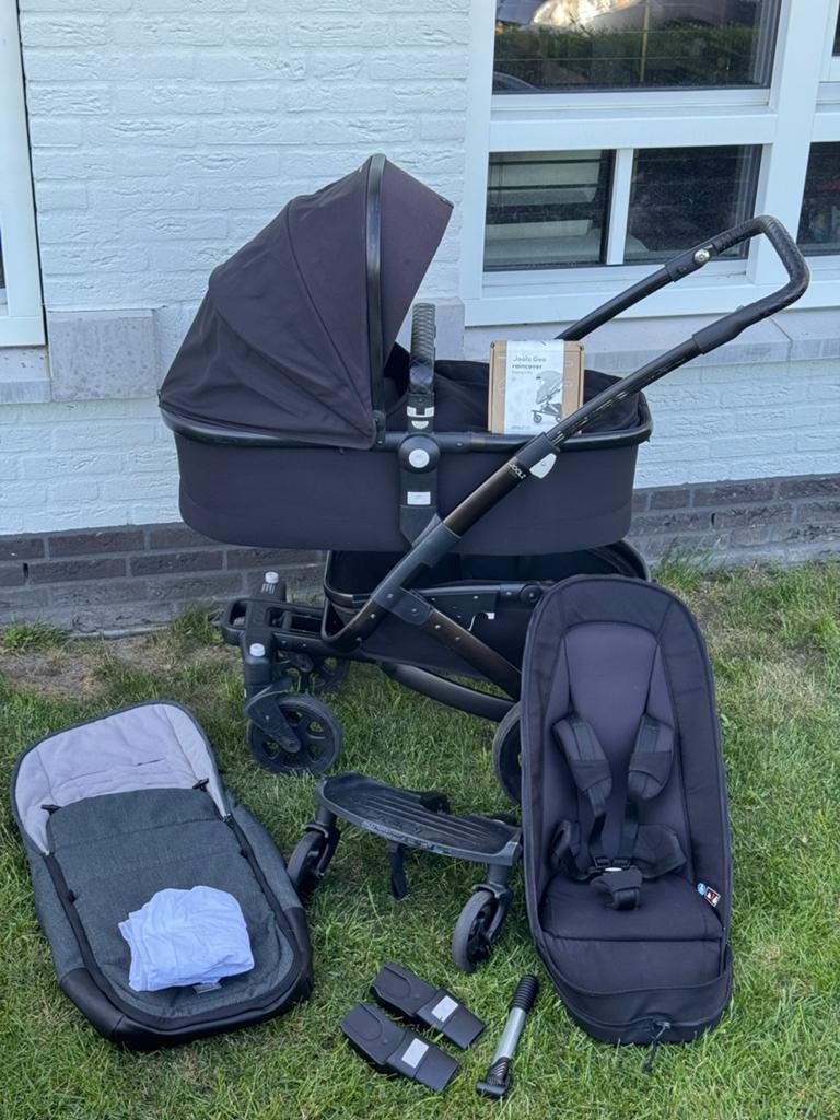 Joolz Geo² limited ed. zwart kinderwagen compleet + extra’s, Gebruikt, Luchtbanden, Combiwagen, Ophalen