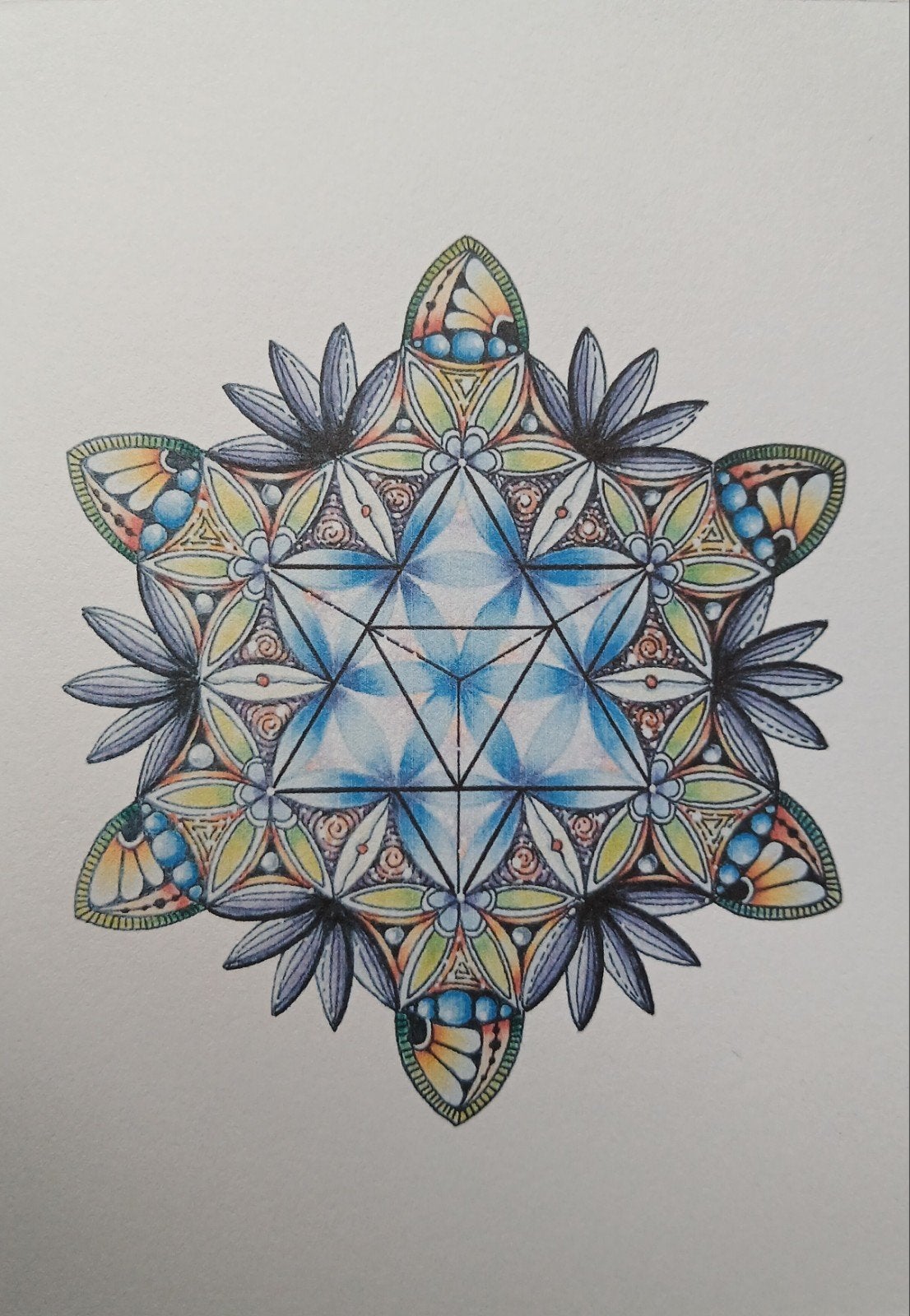 Mandala wenskaart Merkaba, zonder tekst, blanco binnenkant, Verzenden, Nieuw, Overige thema's