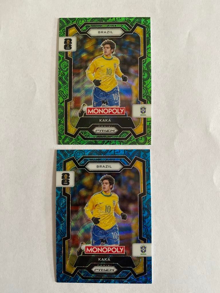 Kaka Monopoly Prizm Panini Brazil Voetbal Kaart (2 stuks), Ophalen of Verzenden, Zo goed als nieuw, Buitenlandse clubs, Spelerskaart