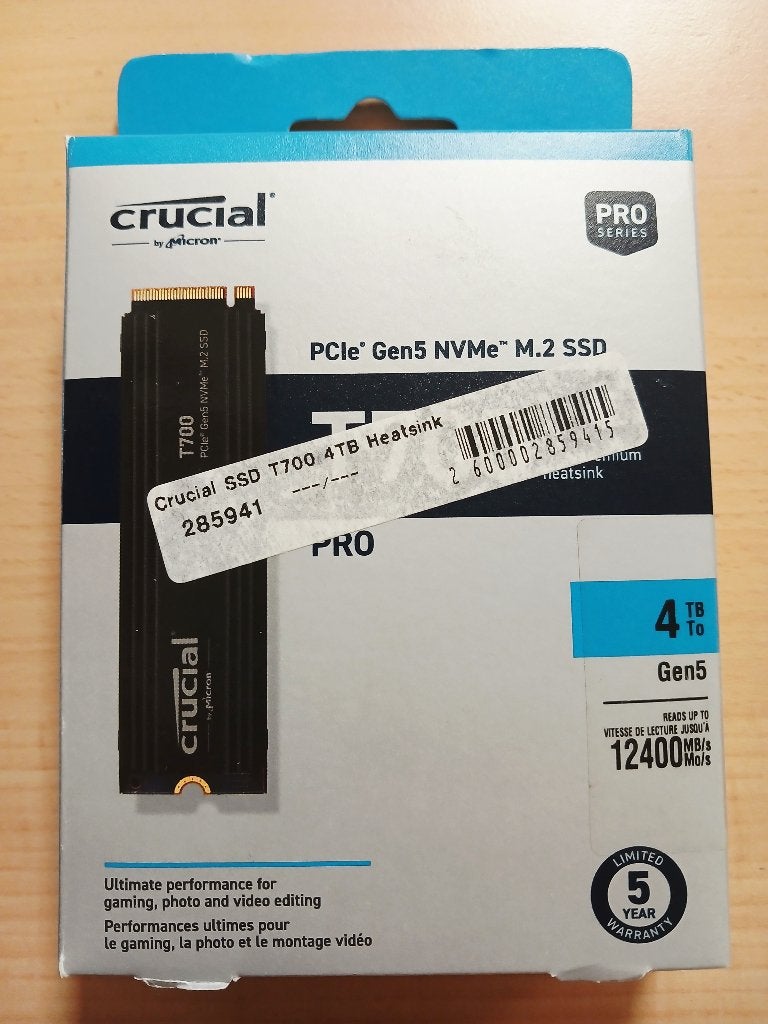 Crucial T700 4TB Gen5 NVMe M.2 SSD met Heatsink Open Box, Computers en Software, Harde schijven, Intern, SSD, Ophalen of Verzenden