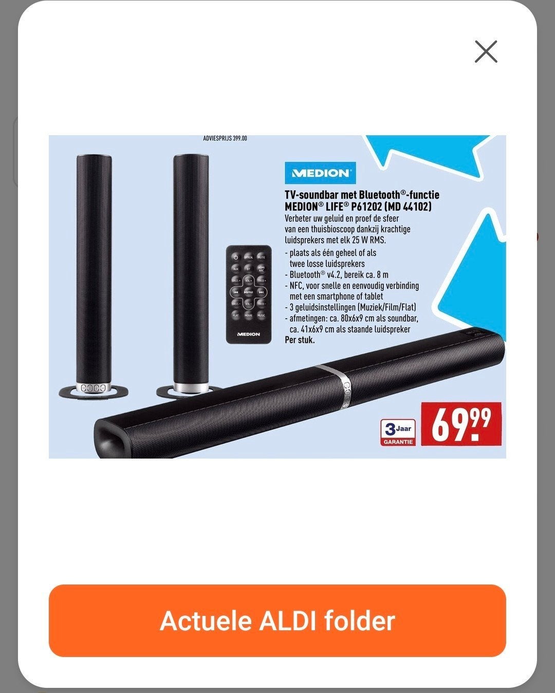 Medion soundbar, Ophalen, Zo goed als nieuw
