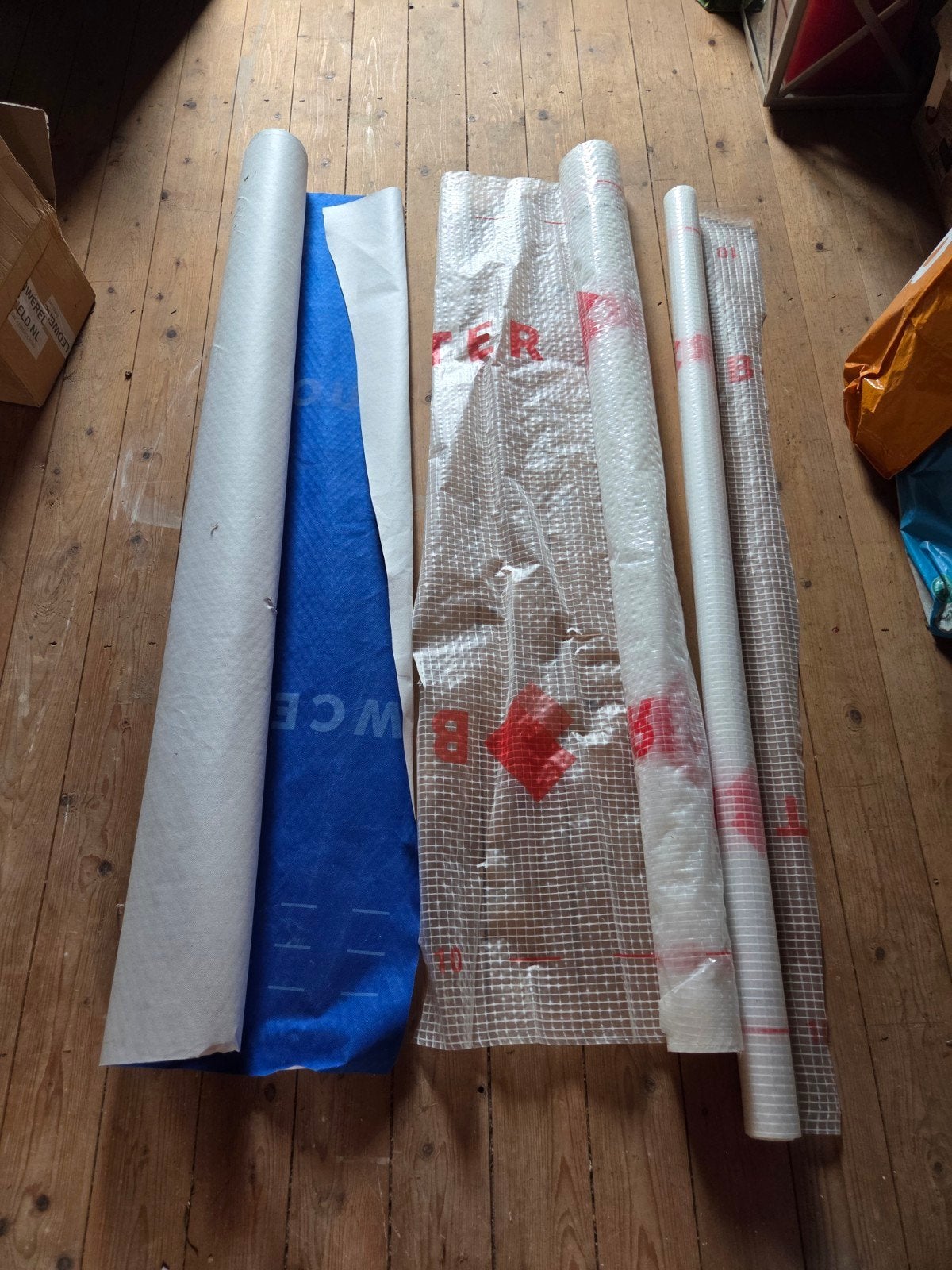 Diverse rollen folie en doek voor bouw/isolatie, Ophalen, Gebruikt, 15 m² of meer, Doek