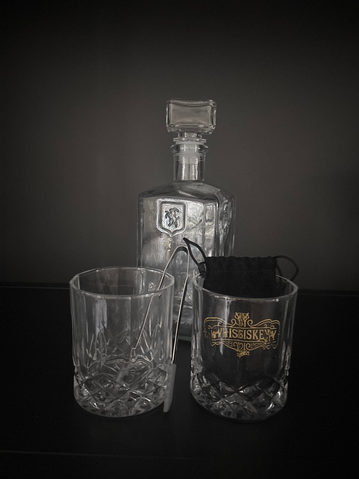 Whiskey karaf set met glazen, ijstang en ijsblokjes, Ophalen of Verzenden, Zo goed als nieuw, Overige merken, Glas