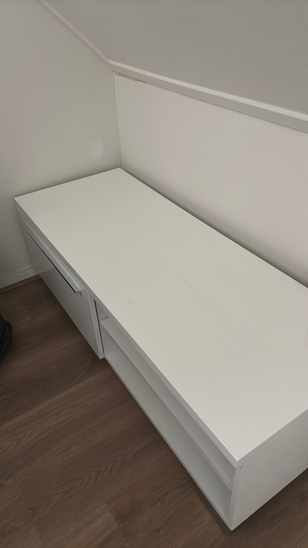 Witte televisie meubel, Ophalen, Overige materialen, Gebruikt, 100 tot 150 cm