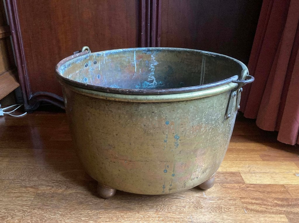 Grote zware koperen ketel met hengsel, diam. 55 cm, Antiek en Kunst, Ophalen, Koper
